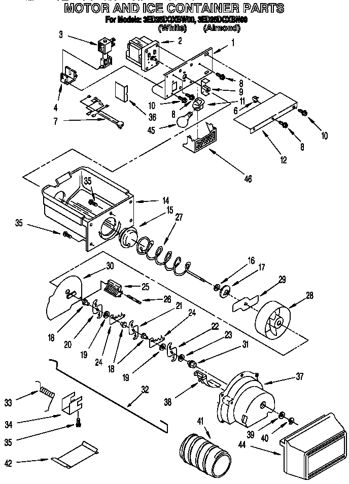 Motor and ice container