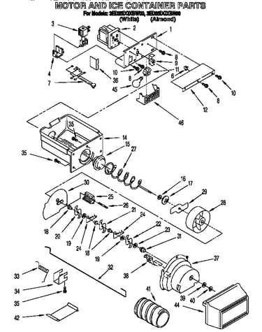 Motor and ice container