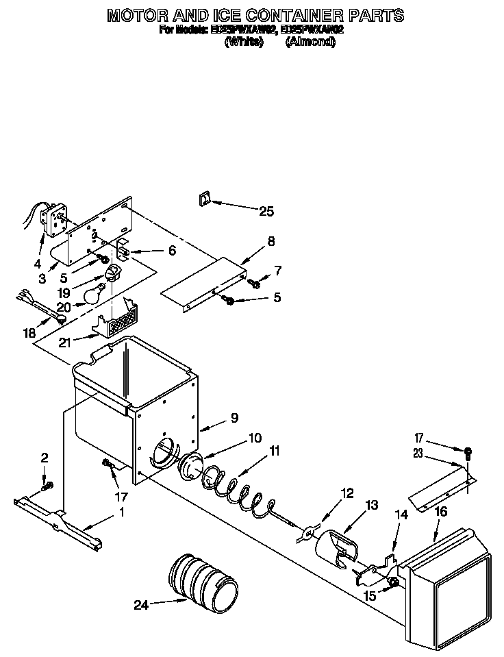 Motor and ice container