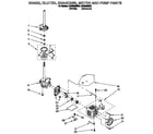 Whirlpool LSV9245BW0 brake, clutch, gearcase, motor and pump diagram