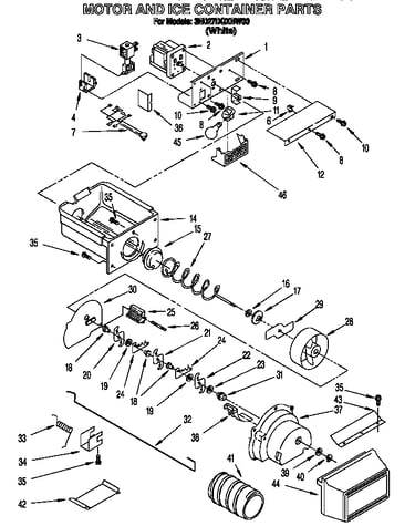 Motor and ice container