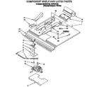 Whirlpool RB770PXYQ0 component shelf and latch diagram