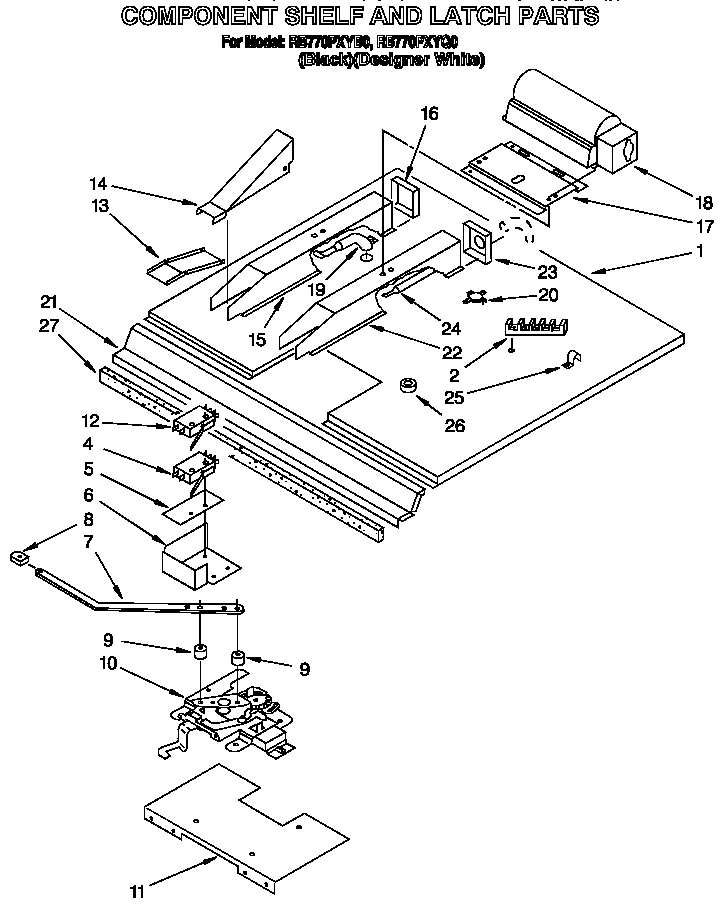 Component shelf and latch