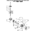Whirlpool LSP9245BN0 brake, clutch, gearcase, motor and pump diagram
