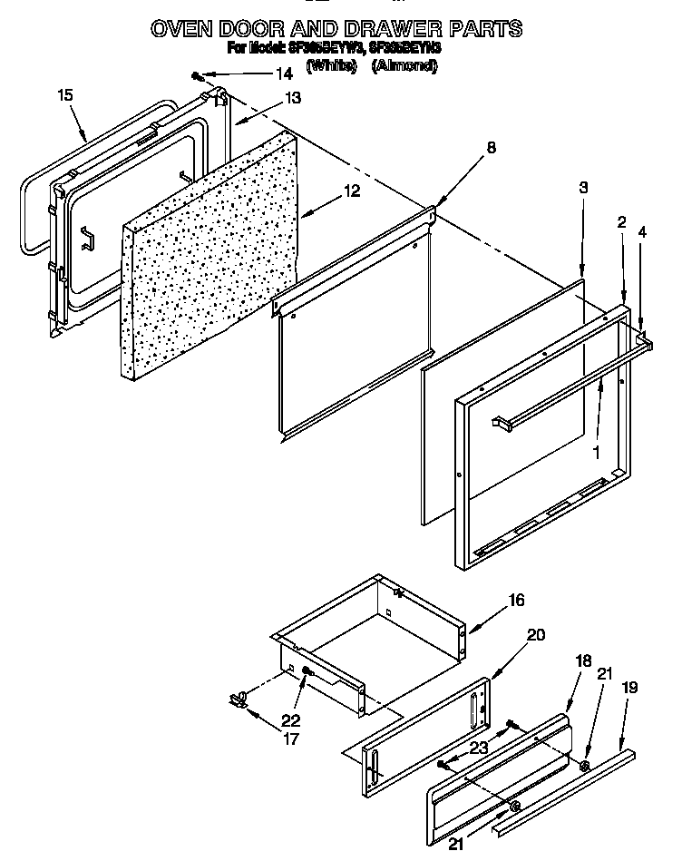 OVEN DOOR AND DRAWER