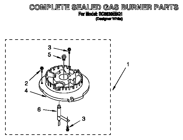 Complete sealed gas burner parts