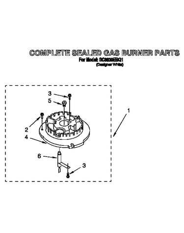 Complete sealed gas burner parts