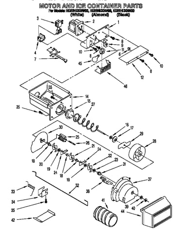 Motor and ice container