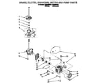 Whirlpool LSC9245BW0 brake, clutch, gearcase, motor and pump diagram