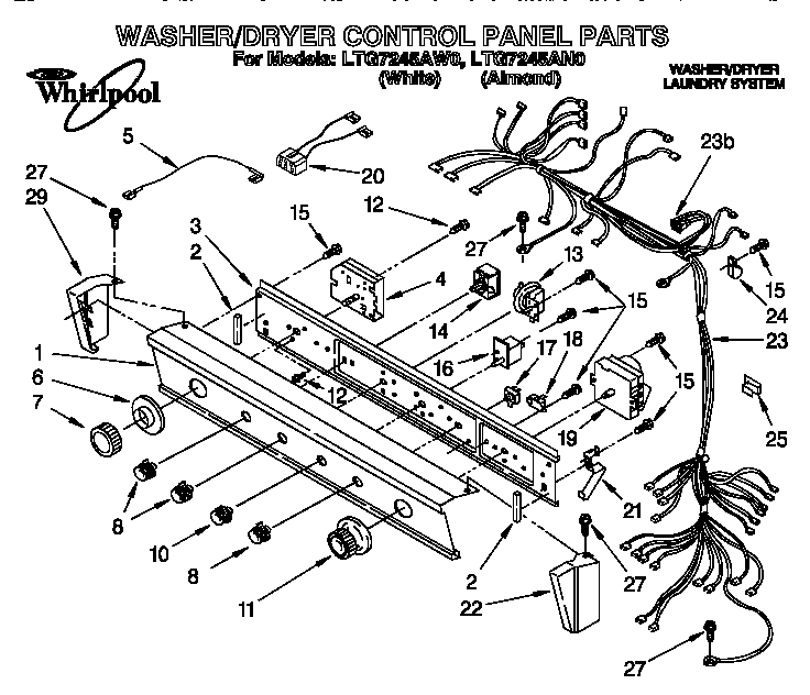 WASHER/DRYER CONTROL PANEL