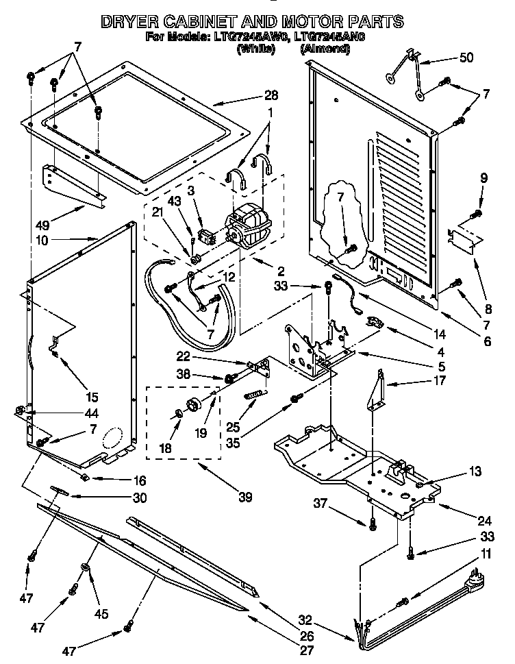 Dryer cabinet and motor