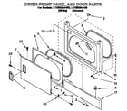 Whirlpool LTE6234AW0 dryer front panel and door diagram