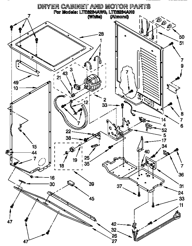 Dryer cabinet and motor