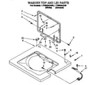 Whirlpool LTE6234AW0 washer top and lid diagram