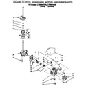 Whirlpool LTE6234AN0 brake, clutch, gearcase, motor and pump diagram