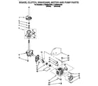 Whirlpool LTE6234AW0 brake, clutch, gearcase, motor and pump diagram