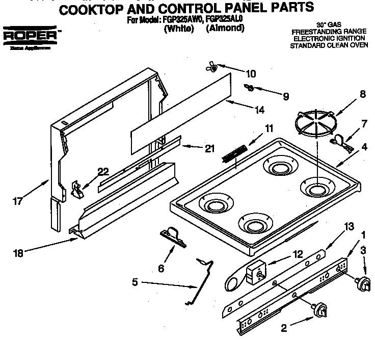 COOKTOP AND CONTROL PANEL