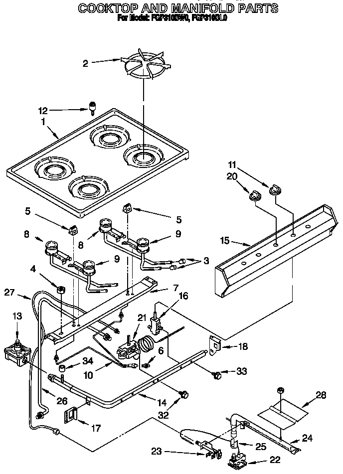 Cooktop and manifold