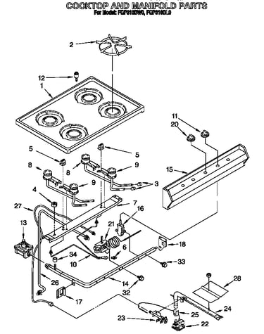 Cooktop and manifold