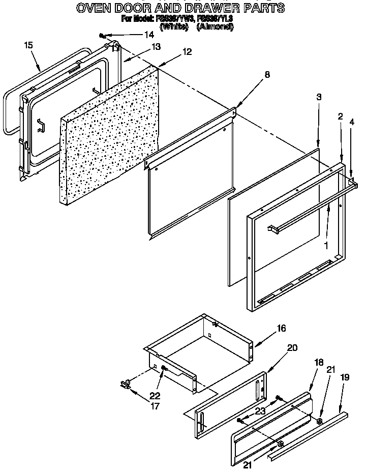 Oven door and drawer