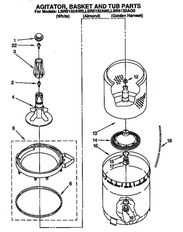 Agitator, basket and tub