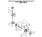 Whirlpool LTG6234AN0 brake, clutch, gearcase, motor and pump diagram