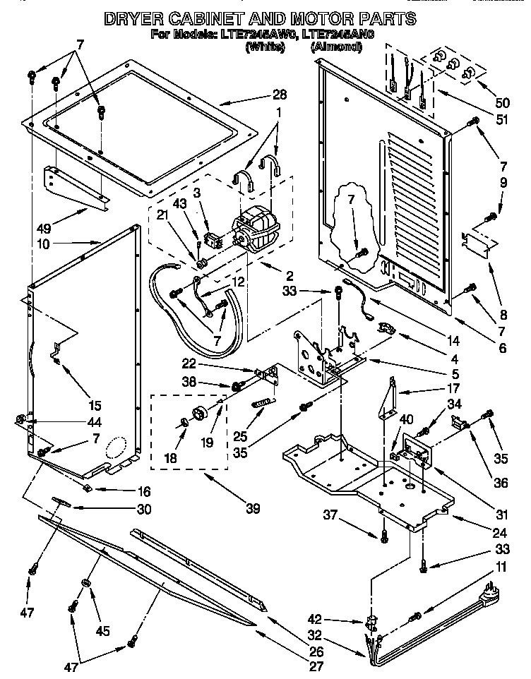 Dryer cabinet and motor