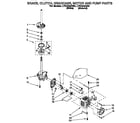 Whirlpool LTE7245AN0 brake, clutch, gearcase, motor and pump diagram