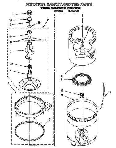 Agitator, basket and tub
