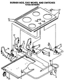 Burner box, gas valves, and switches