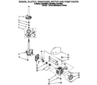 Whirlpool LLR6144BN0 brake, clutch, gearcase, motor and pump diagram