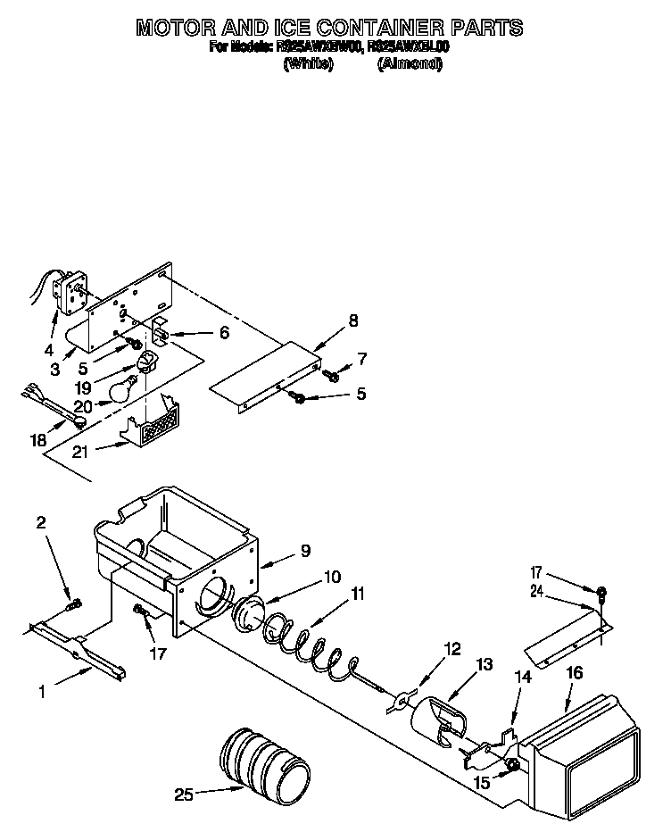 MOTOR AND ICE CONTAINER