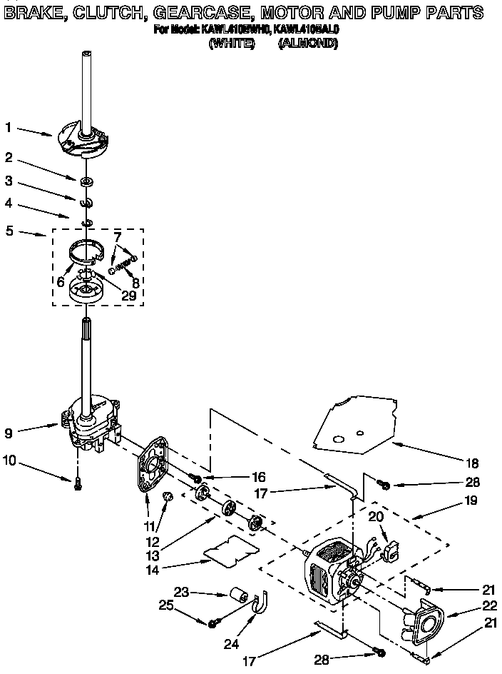 Brake, clutch, gearcase, motor and pump