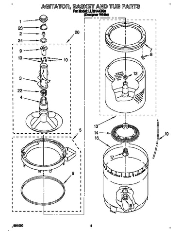 Agitator, basket and tub