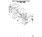 Whirlpool LTE5243BN0 dryer front panel and door diagram