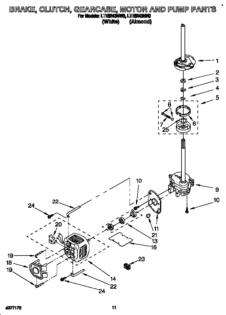 Brake, clutch, gearcase, motor and pump