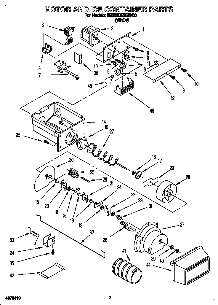 Motor and ice container