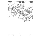 Roper FGP335BW1 cooktop and control panel diagram
