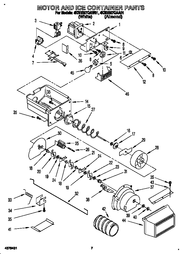 Motor and ice container
