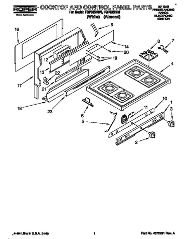 Cooktop and control panel