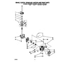 Whirlpool LSR7233BW0 brake, clutch, gearcase, motor and pump diagram