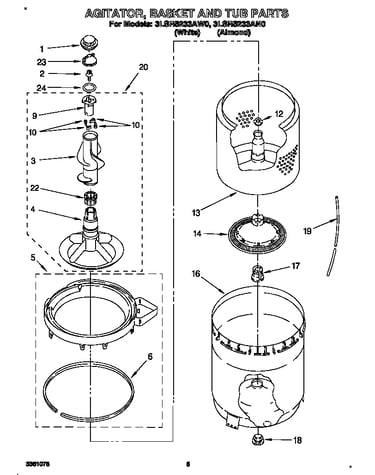 Agitator, basket and tub