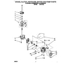Whirlpool 3LSR5233AW0 brake, clutch, gearcase, motor and pump diagram