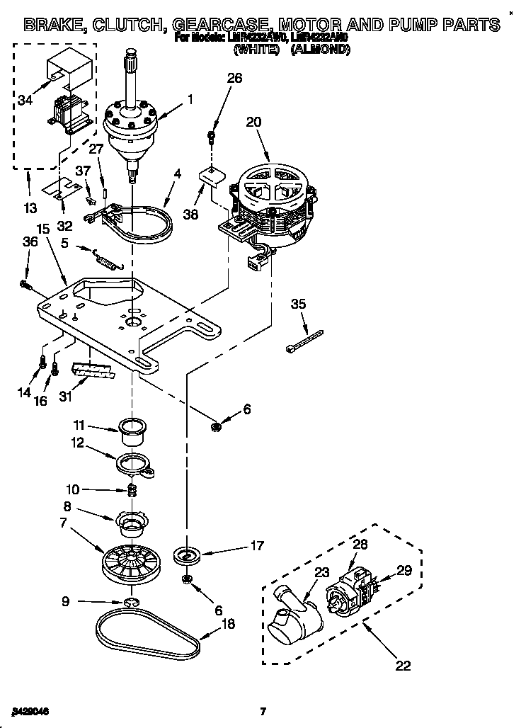 Brake, clutch, gearcase, motor and pump