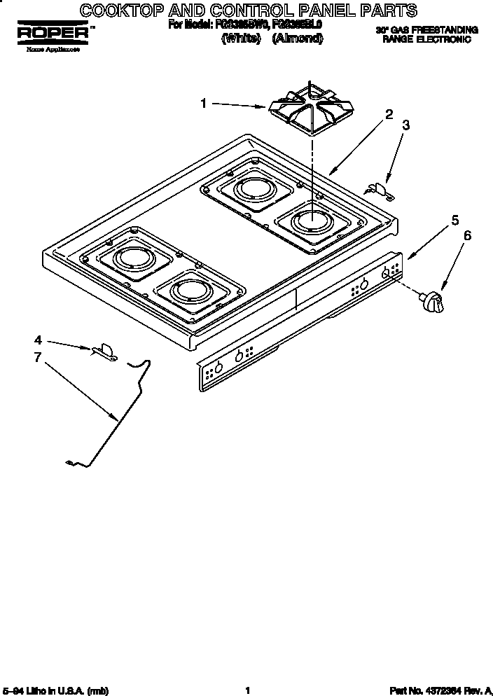 Cooktop and control panel