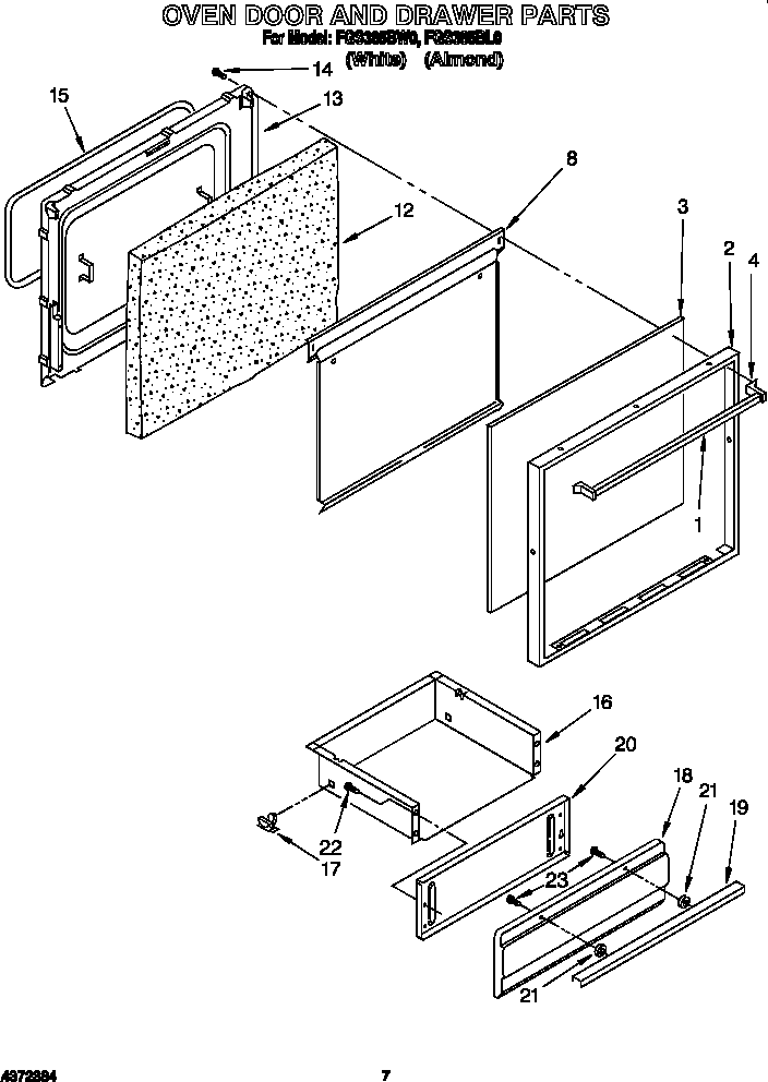 Oven door and drawer