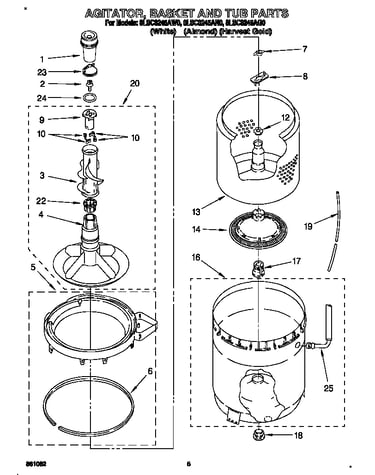 Agitator, basket and tub