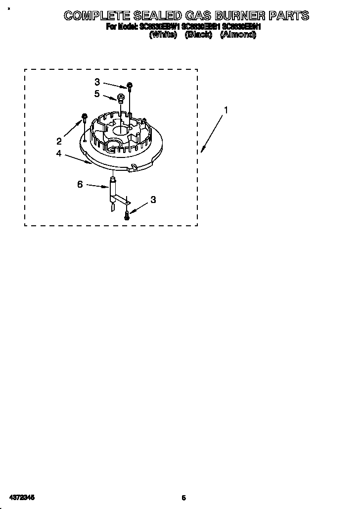 COMPLETE SEALED GAS BURNER PARTS