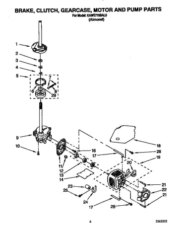 Brake, clutch, gearcase, motor and pump