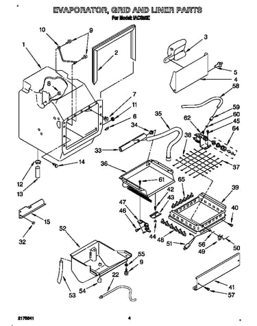 Evaporator, grid and liner